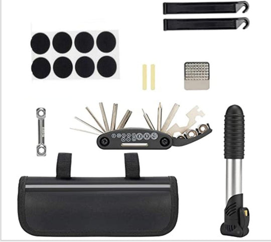 Bicycle Repair Kit, Inflator, Tire Repair Kit