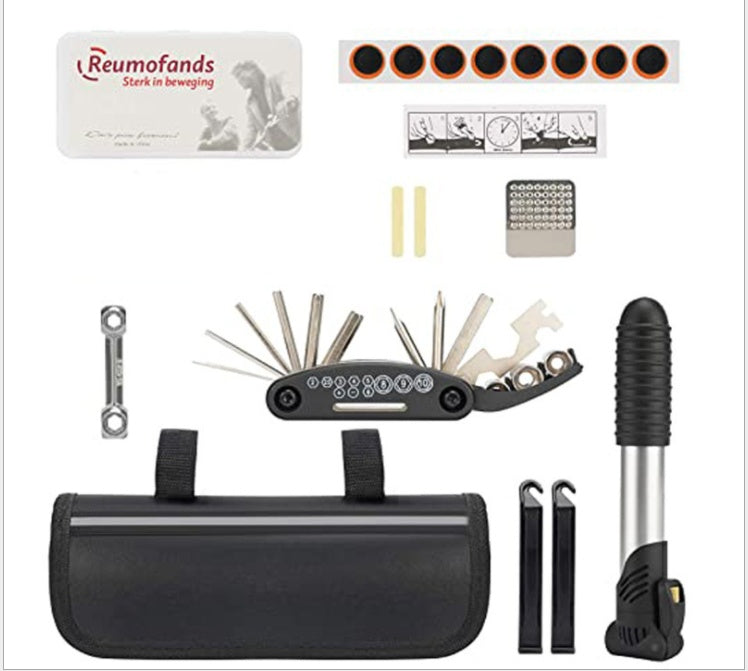 Bicycle Repair Kit, Inflator, Tire Repair Kit